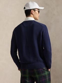 Polo Golf by Ralph Lauren Cotton Blend Golfing Polo Bear Knit Jumper, Refined Navy - view 2, Refined Navy