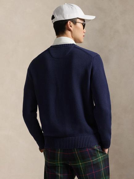 RLX Cotton Blend Golfing Polo Bear Knit Jumper, Refined Navy - view 2, Refined Navy
