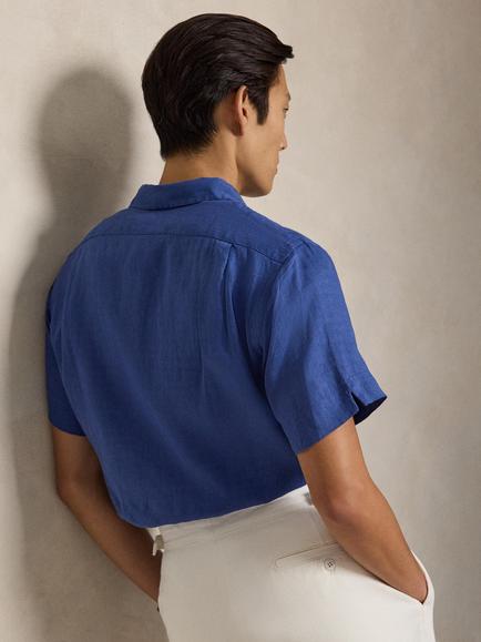 Polo Ralph Lauren Linen Classic Fit Short Sleeve Shirt, Dusty Azure - view 2, Dusty Azure
