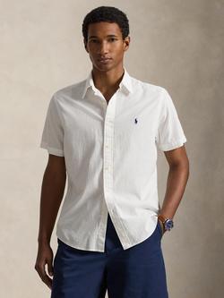 Ralph Lauren Short Sleeve Cotton Seersucker Sport Shirt, White, White
