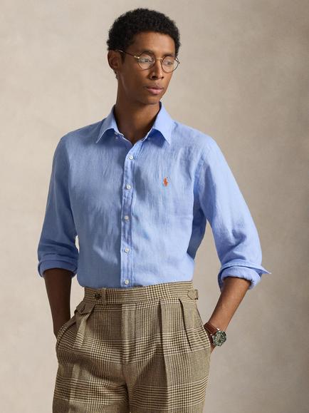 Ralph Lauren Custom Fit Linen Sport Shirt, Austin Blue, Austin Blue