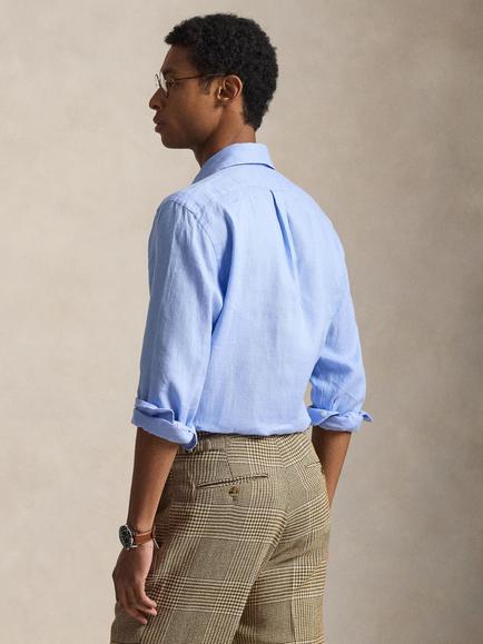 Ralph Lauren Custom Fit Linen Sport Shirt, Austin Blue - view 2, Austin Blue