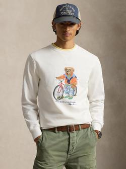 Ralph Lauren Cotton Blend Knit Polo Bear Sweatshirt, White/Summer Bear, White- Summer Bear