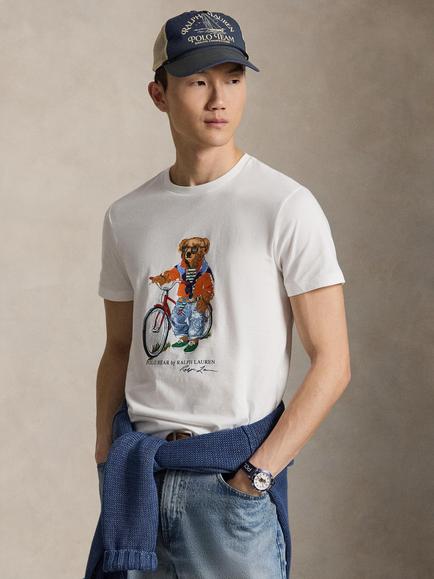 Ralph Lauren Custom Slim Fit Summer Bear T-Shirt, White- Summer Bear, White- Summer Bear