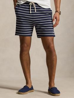 Ralph Lauren Striped Pointelle Jersey Shorts, Newport Navy/Pale Cream, Newport Navy/Pale Cream
