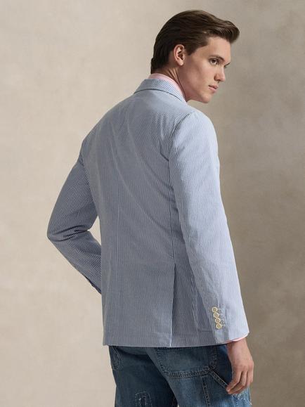 Ralph Lauren Linen Polo Soft Suit Jacket, Bright Blue/White - view 2, Bright Blue/White