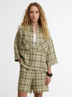 Barbour Orla Check Pure Linen Shirt, Sage Green Tartan, Sage Green Tartan