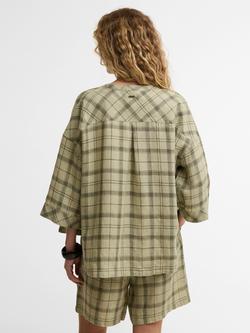 Barbour Orla Check Pure Linen Shirt, Sage Green Tartan - view 2, Sage Green Tartan