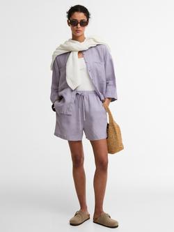 Barbour Oakley Pure Linen Shorts, Heather Mist, Heather Mist