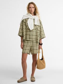 Barbour Orla Tartan Linen Shorts, Sage Green Tartan, Sage Green Tartan