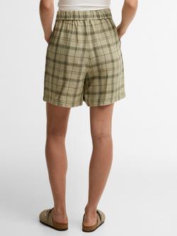 Barbour Orla Tartan Linen Shorts, Sage Green Tartan - view 2, Sage Green Tartan