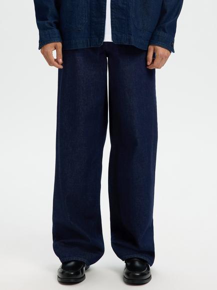Selected Ben Lando Wide Leg Jeans, Dark Blue - view 2, Dark Blue