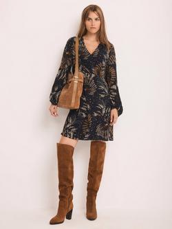 Mint Velvet Abstract Long Sleeve Mini Dress, Black/Multi, Black/Multi