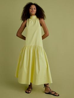 FLORERE Tie Back Midi Dress, Yellow, Yellow