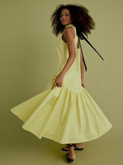 FLORERE Tie Back Midi Dress, Yellow - view 2, Yellow