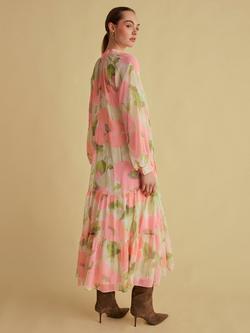 FLORERE Tie Neck Midi Dress, Multi - view 2, Multi