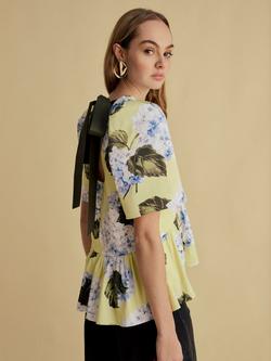 FLORERE Peplum Print Top, Yellow/Multi - view 2, Yellow/Multi