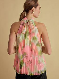 FLORERE Tie Back Halterneck Top, Multi - view 2, Multi