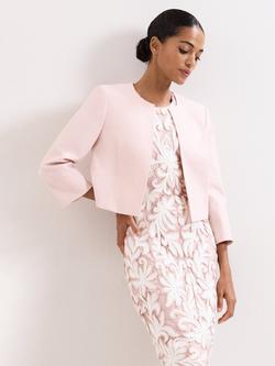 Phase Eight Petite Elizabeth Collarless Jacket, Pale Pink, Pale Pink