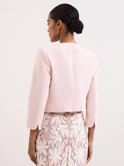 Phase Eight Petite Elizabeth Collarless Jacket, Pale Pink - view 2, Pale Pink