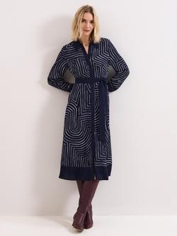Phase Eight Charlotte Geometric Shirt Dress, Navy/Ivory, Navy/Ivory