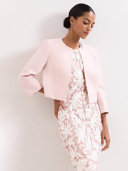 Phase Eight Elizabeth Collarless Jacket, Pale Pink, Pale Pink