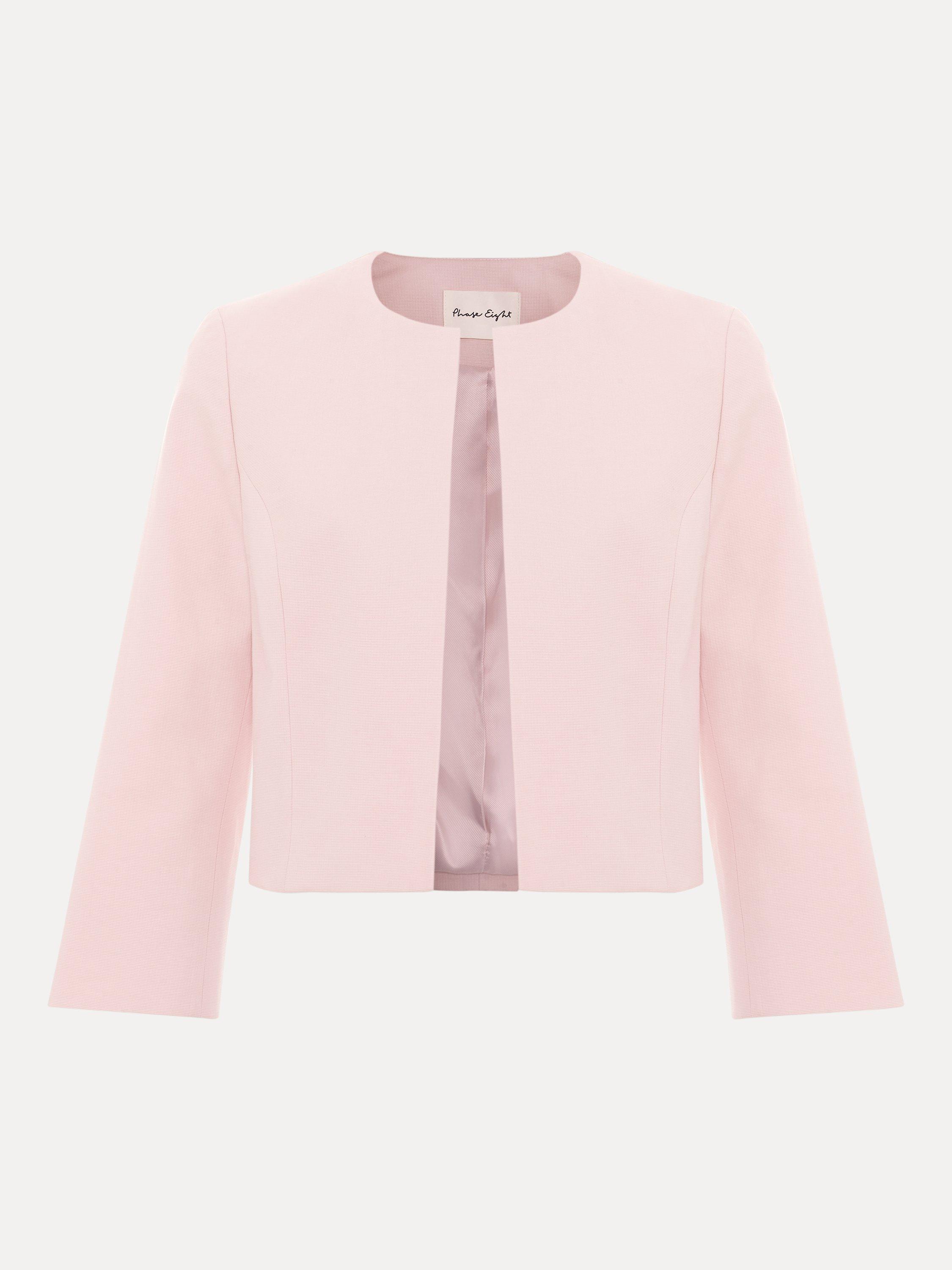 Product image 5 of 7, which shows Phase Eight Elizabeth Collarless Jacket, Pale Pink, 10