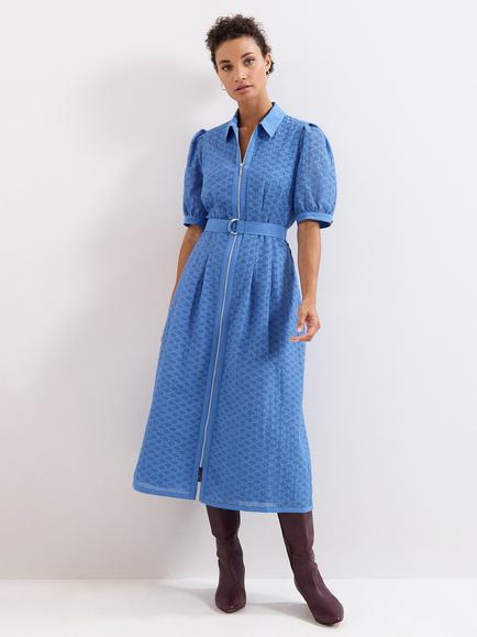 Phase Eight Casey Textured Shirt Dress, Pale Blue, Pale Blue