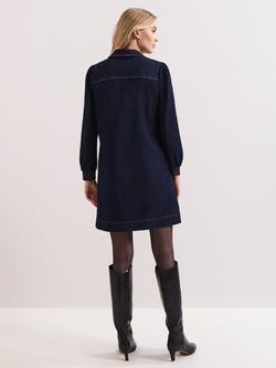 Phase Eight Gabi Zip Neck Denim Tunic Dress, Indigo - view 2, Indigo