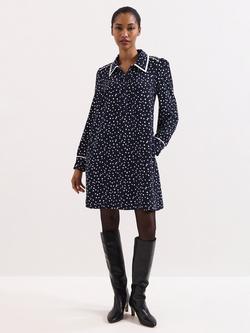 Phase Eight Kylie Spot Shirt Dress, Navy/Ivory, Navy/Ivory