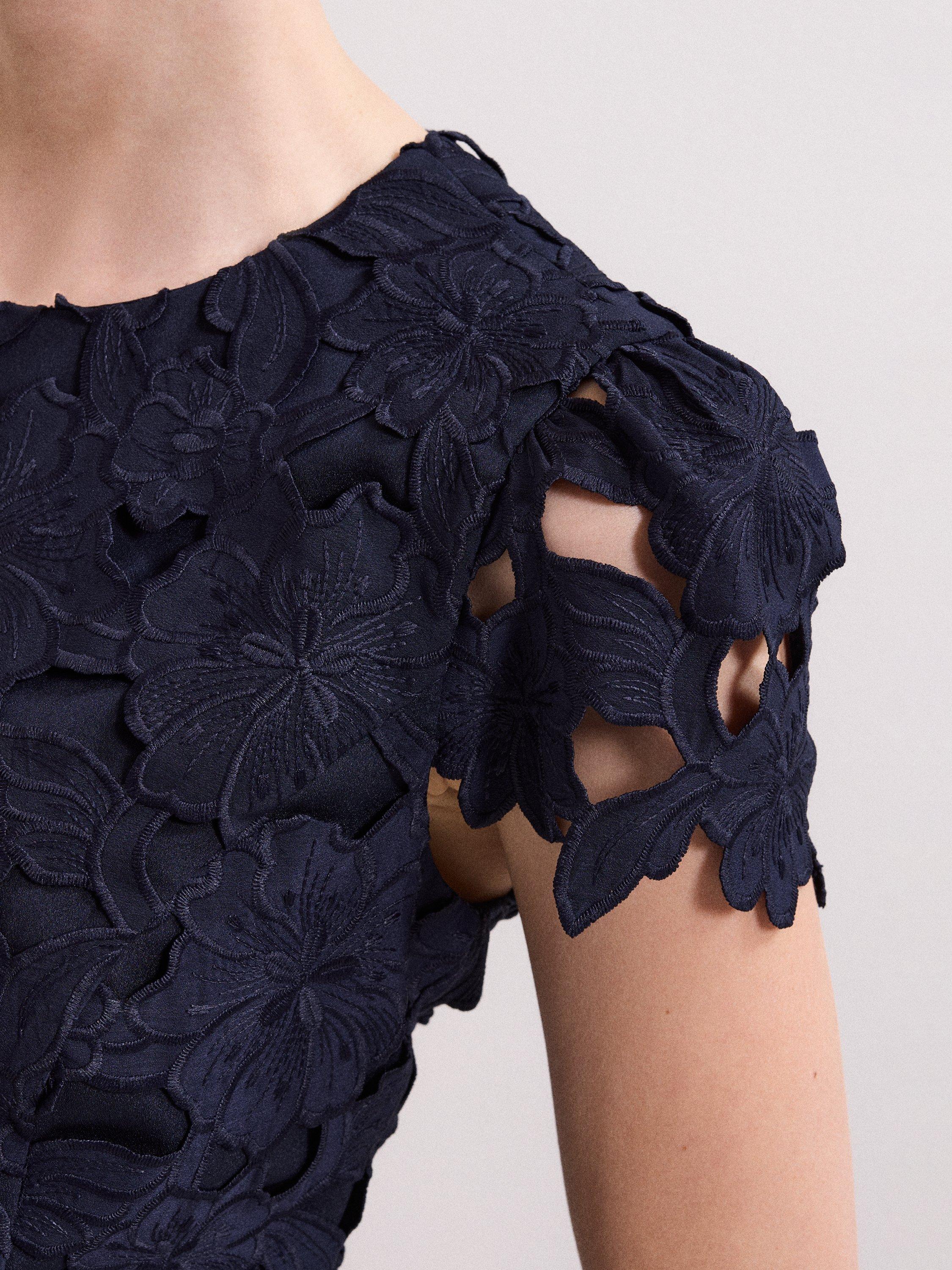 Product image 7 of 10, which shows Phase Eight Leilani Lace Midi Dress, Navy, 10