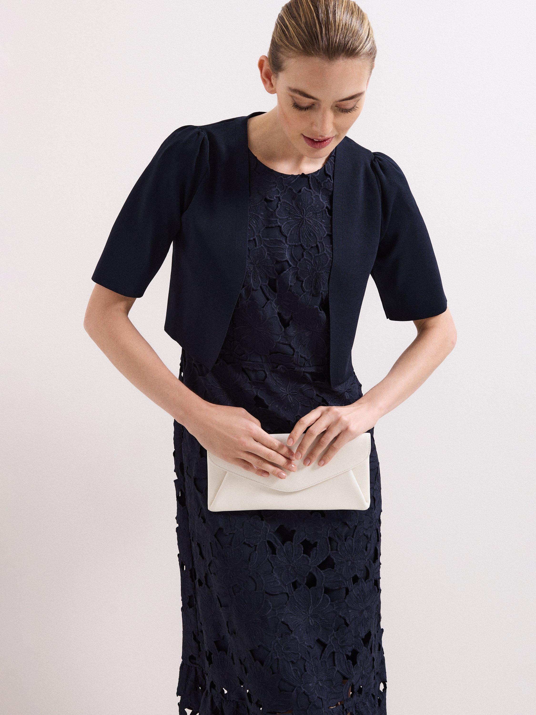 Product image 10 of 10, which shows Phase Eight Leilani Lace Midi Dress, Navy, 10