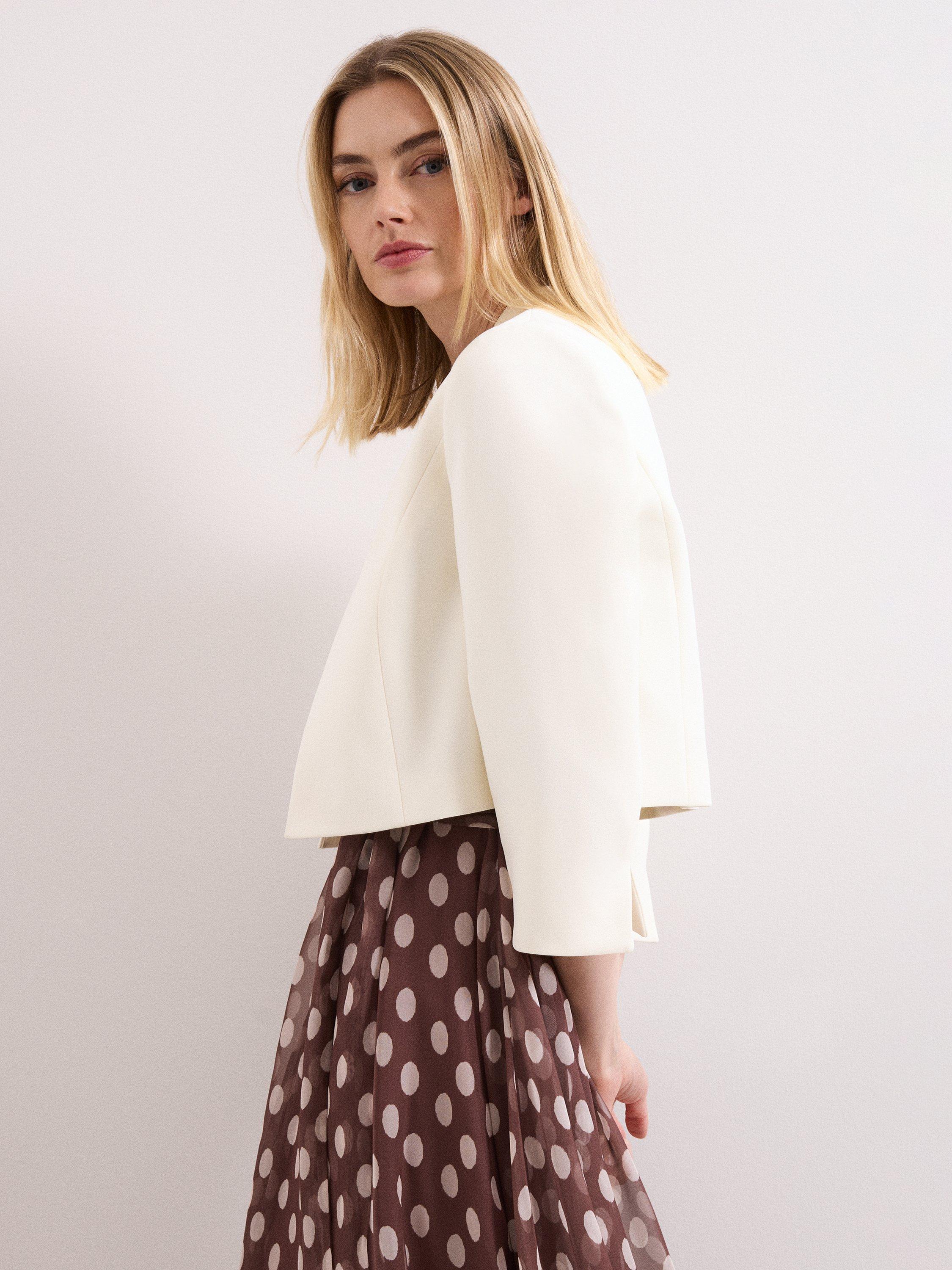 Product image 7 of 9, which shows Phase Eight Catherine Collarless Jacket, Cream, 10