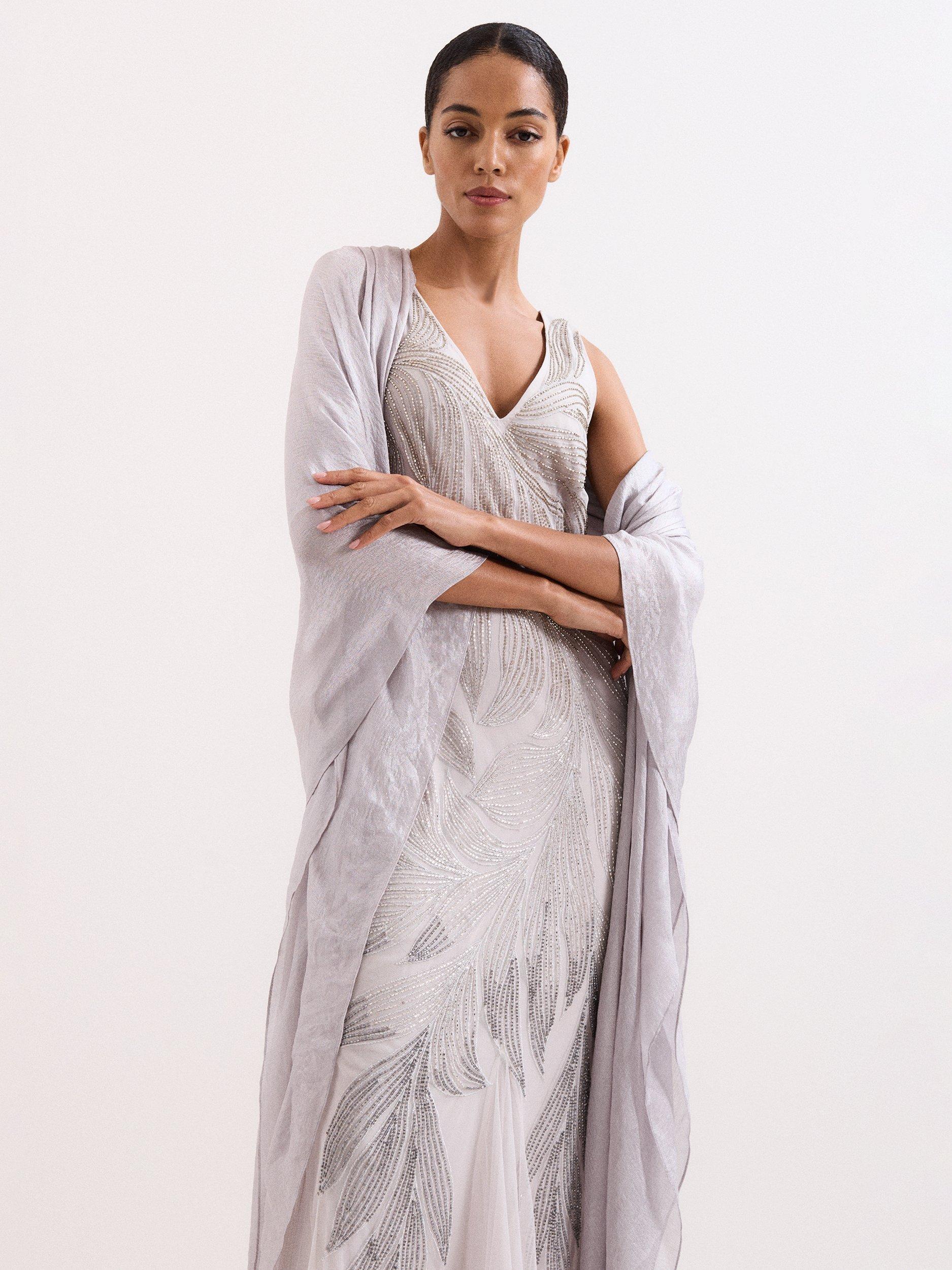 Product image 1 of 6, which shows Phase Eight Oversized Scarf, Silver, One Size