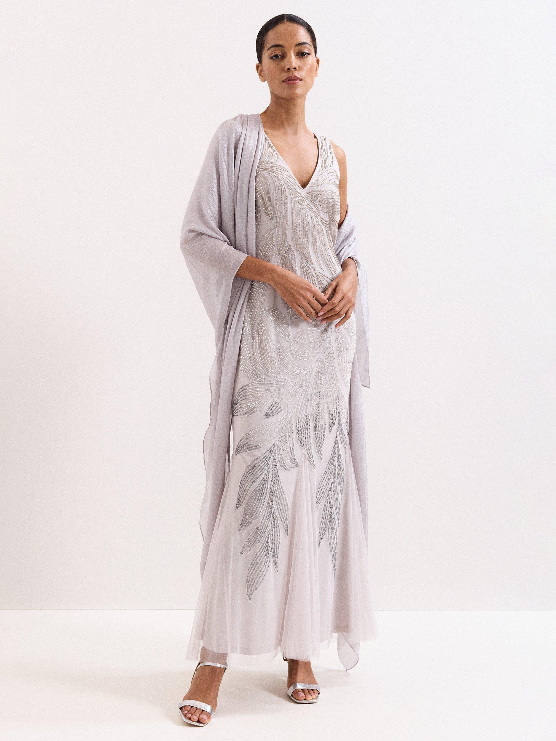 Product image 3 of 6, which shows Phase Eight Oversized Scarf, Silver, One Size