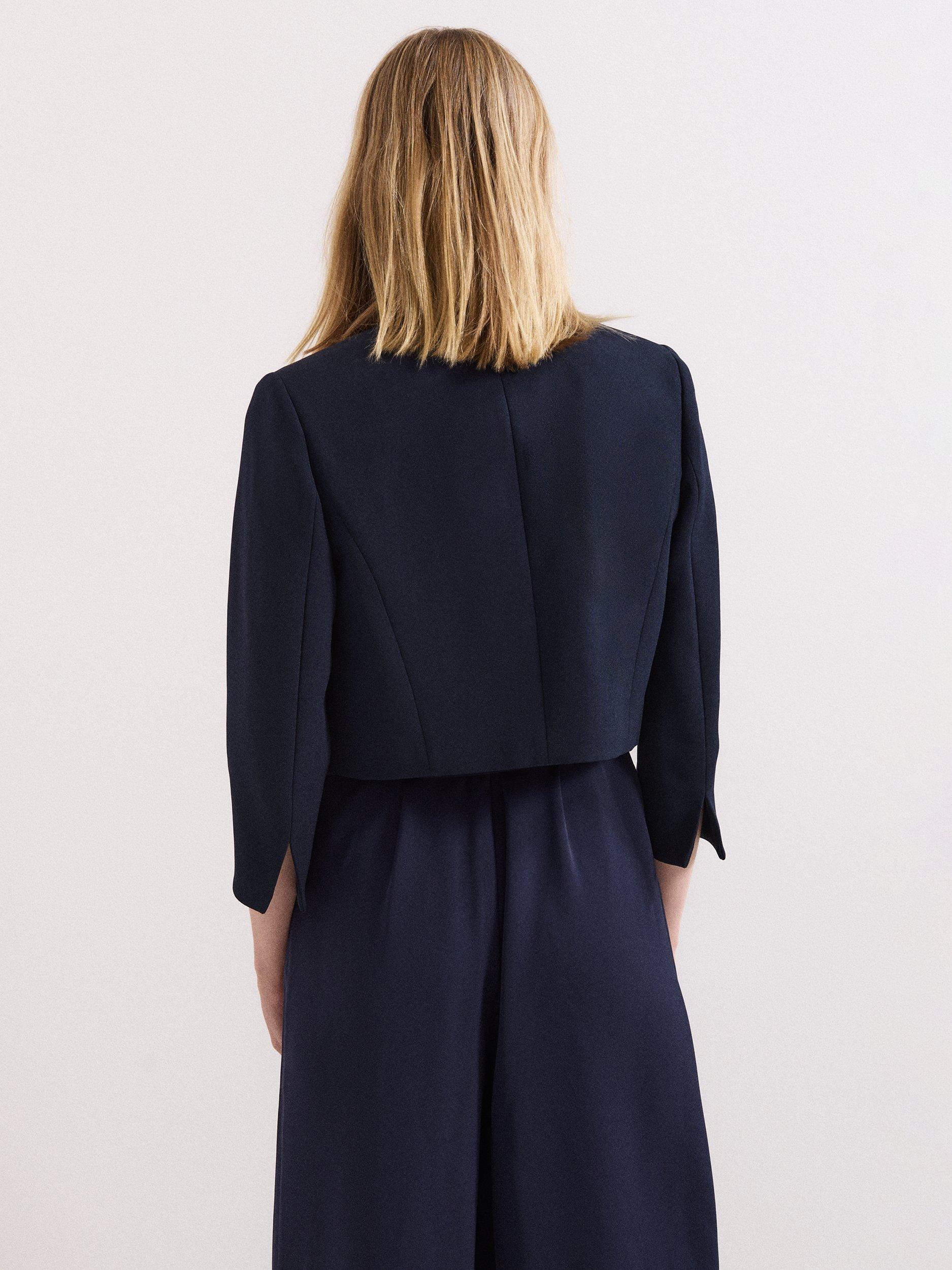 Product image 2 of 8, which shows Phase Eight Catherine Collarless Jacket, Navy, 6