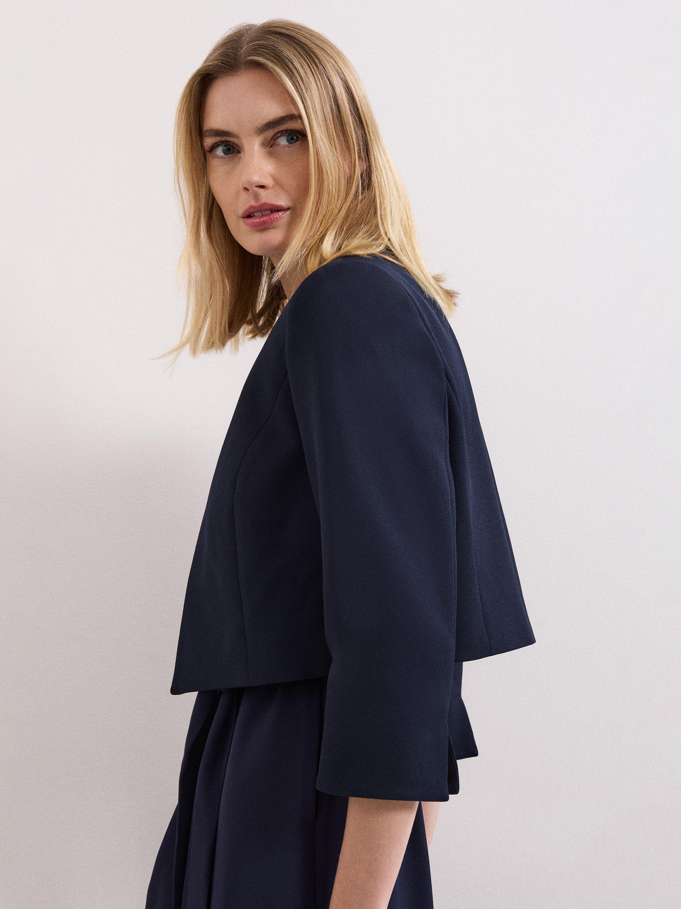Product image 4 of 8, which shows Phase Eight Catherine Collarless Jacket, Navy, 6