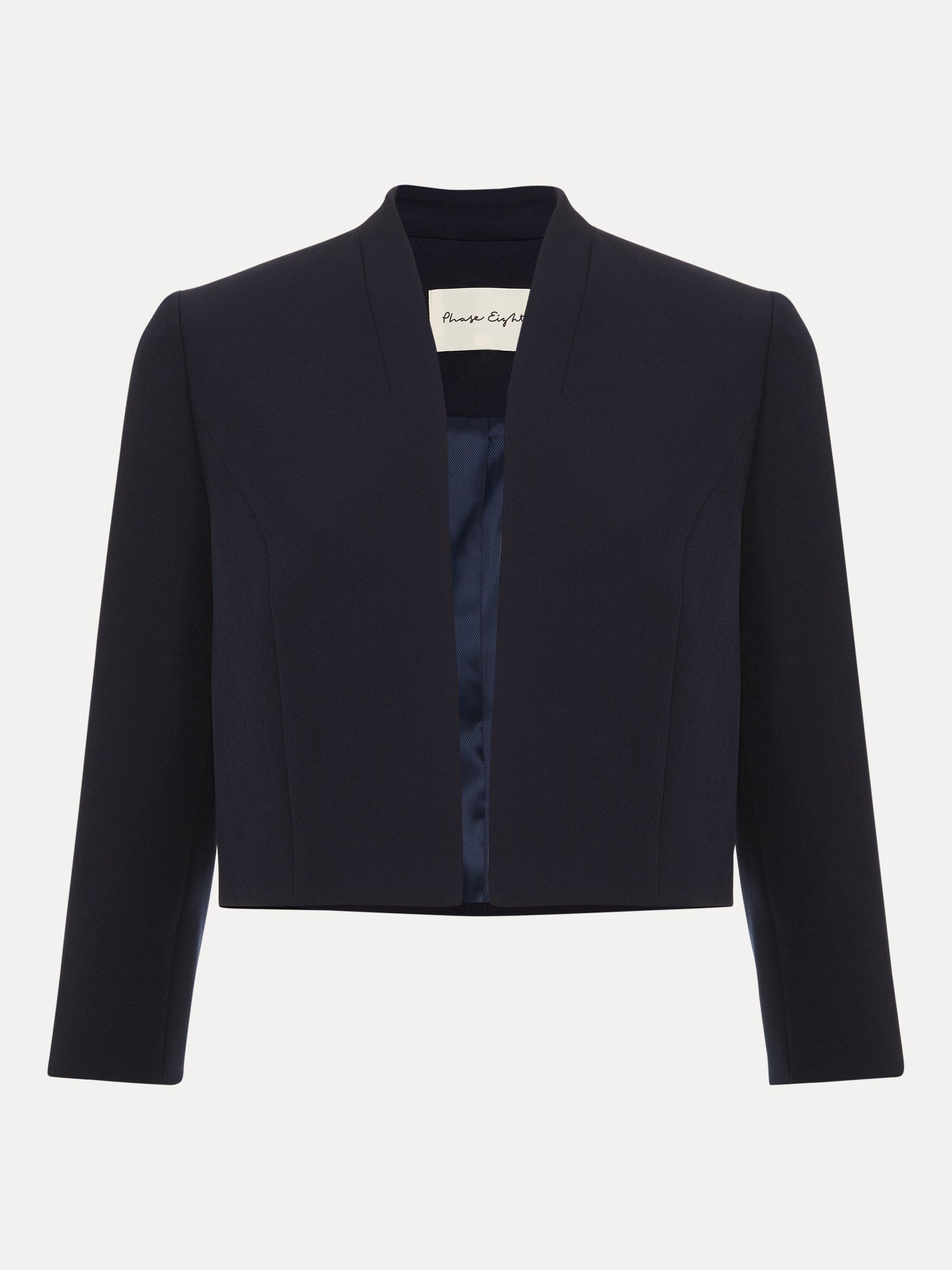 Product image 5 of 8, which shows Phase Eight Catherine Collarless Jacket, Navy, 6
