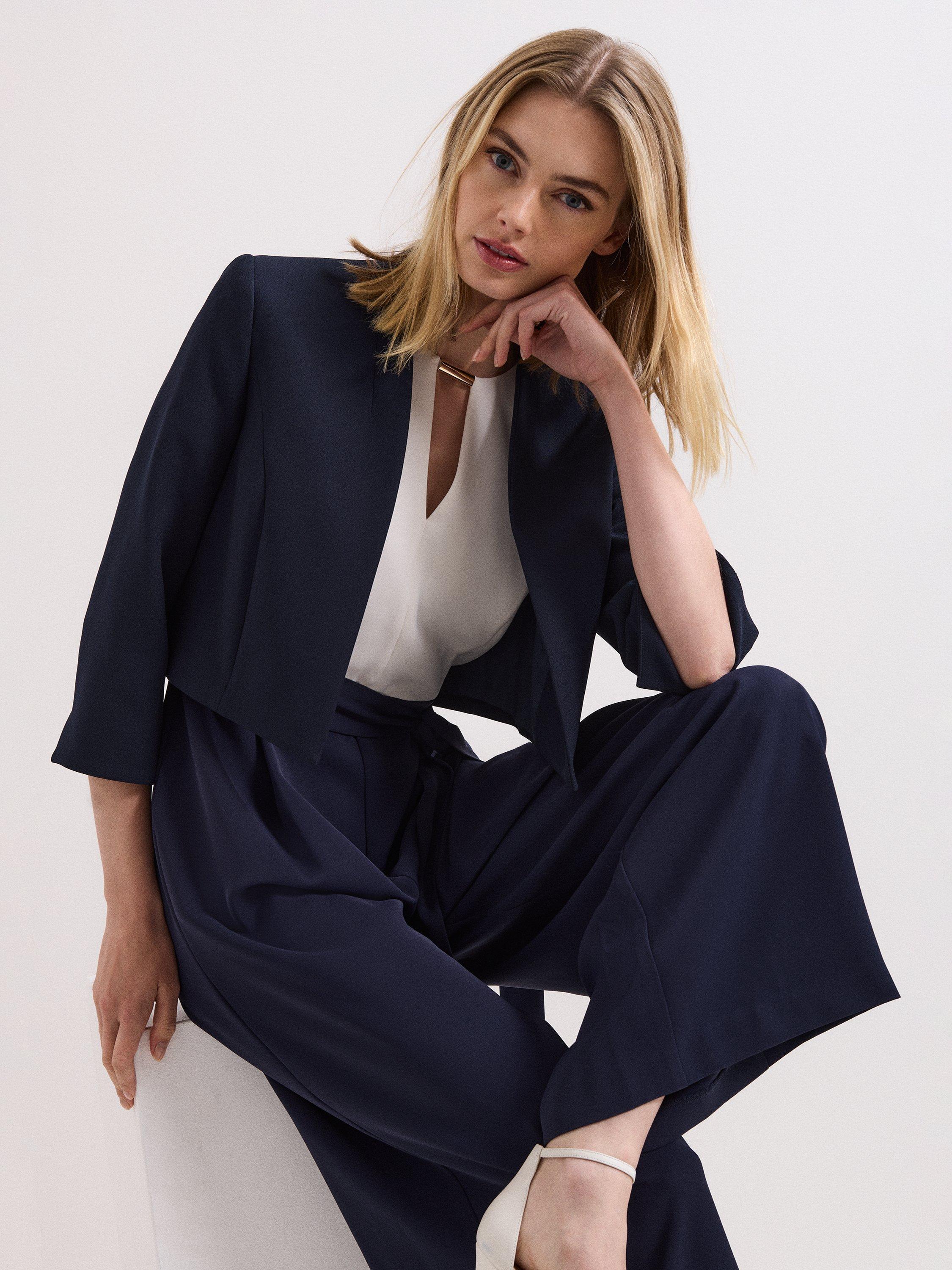 Product image 8 of 8, which shows Phase Eight Catherine Collarless Jacket, Navy, 6