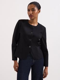 Phase Eight Danni Ponte Fitted Jacket, Black, Black