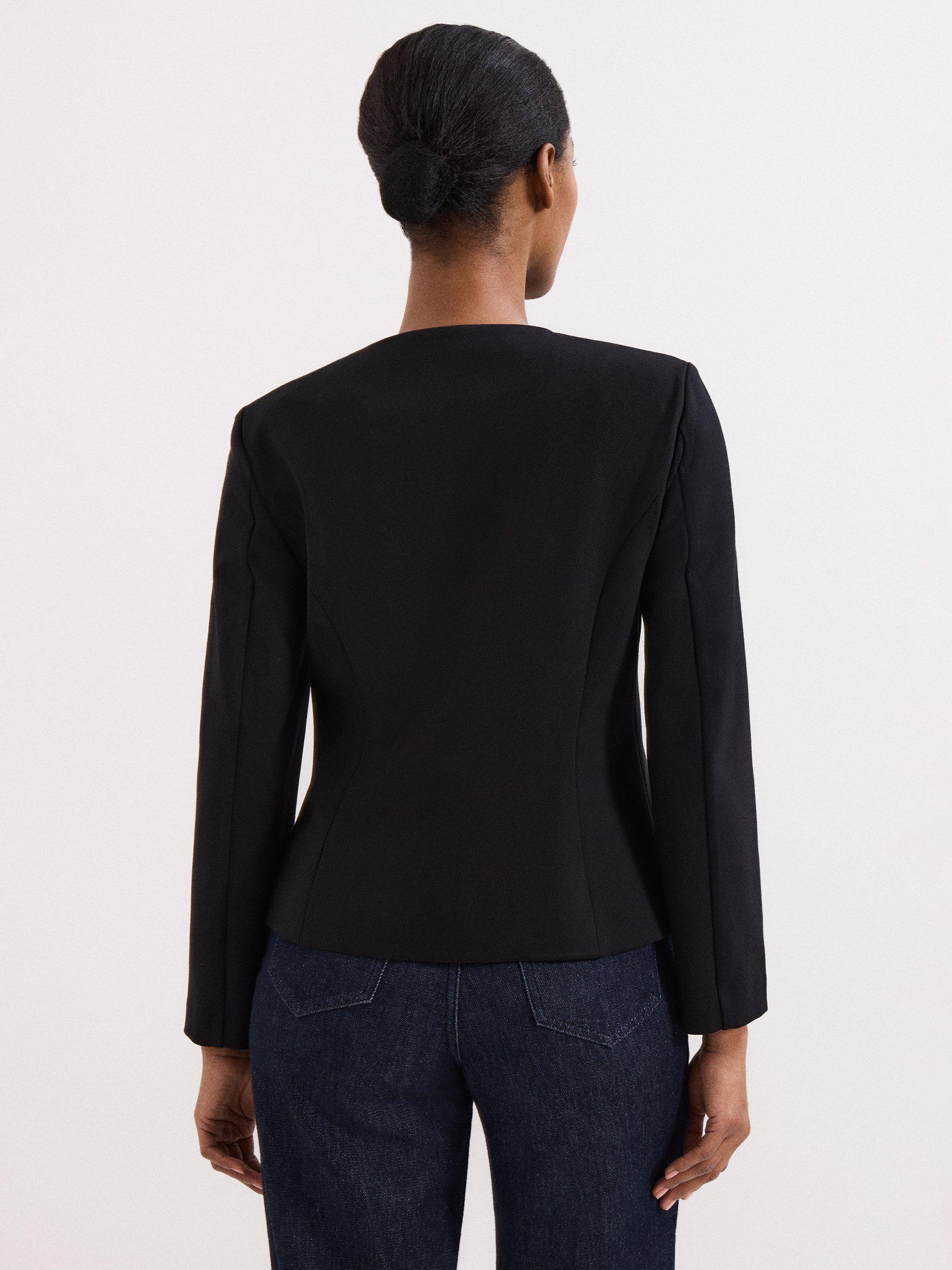 Product image 2 of 7, which shows Phase Eight Danni Ponte Fitted Jacket, Black, 10