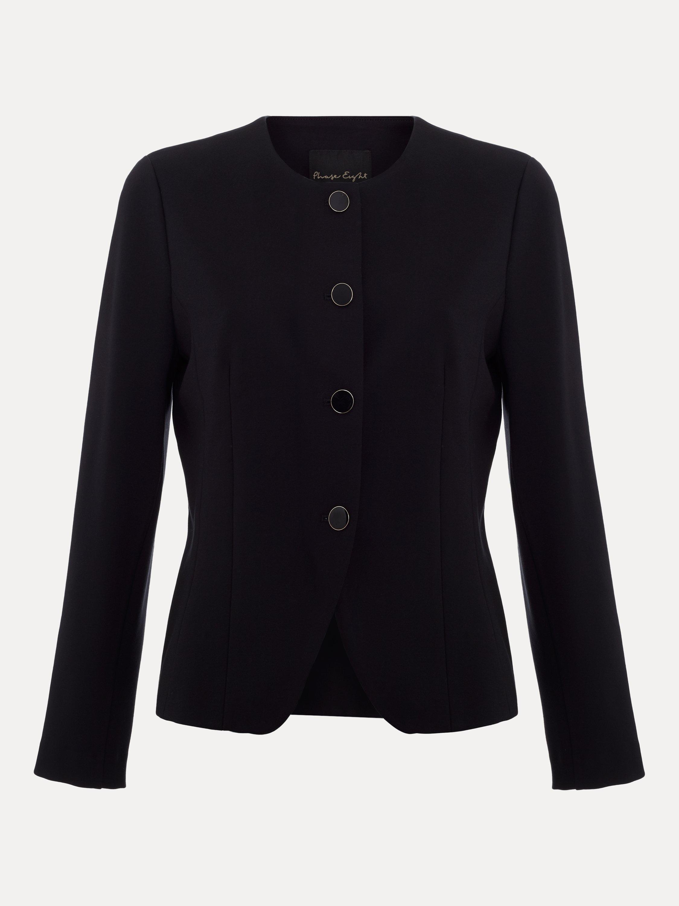 Product image 5 of 7, which shows Phase Eight Danni Ponte Fitted Jacket, Black, 10