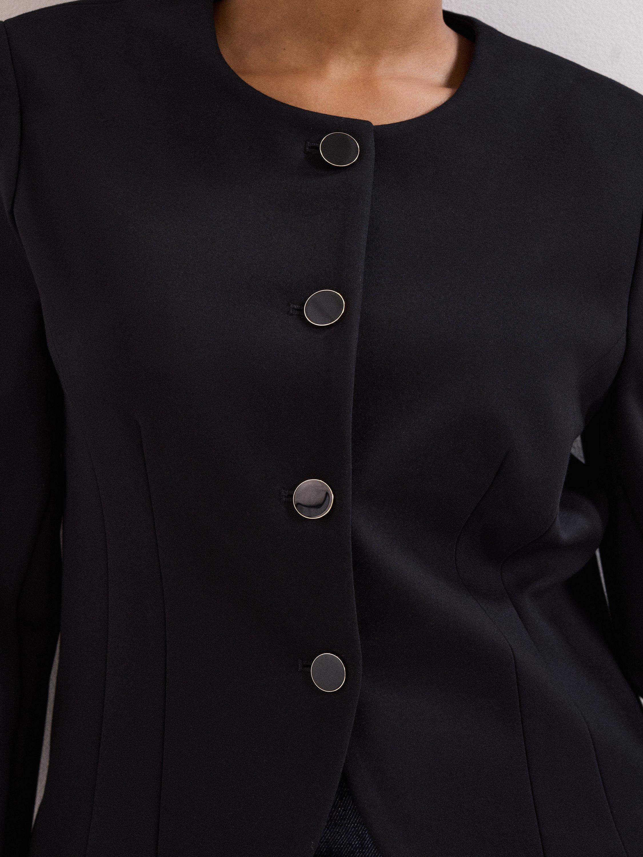 Product image 7 of 7, which shows Phase Eight Danni Ponte Fitted Jacket, Black, 10