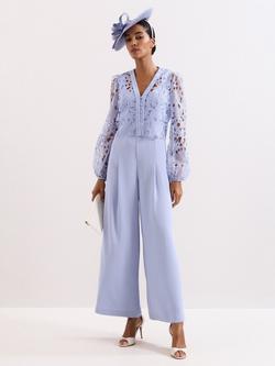 Phase Eight Winona Lace Top Jumpsuit, Pale Blue, Pale Blue