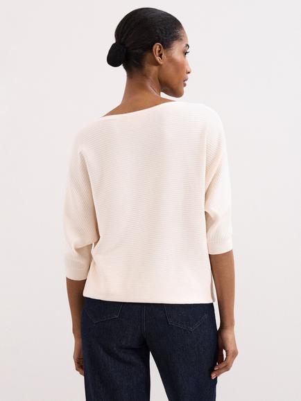Phase Eight Giana Ribbed Jumper, Natural - view 2, Natural