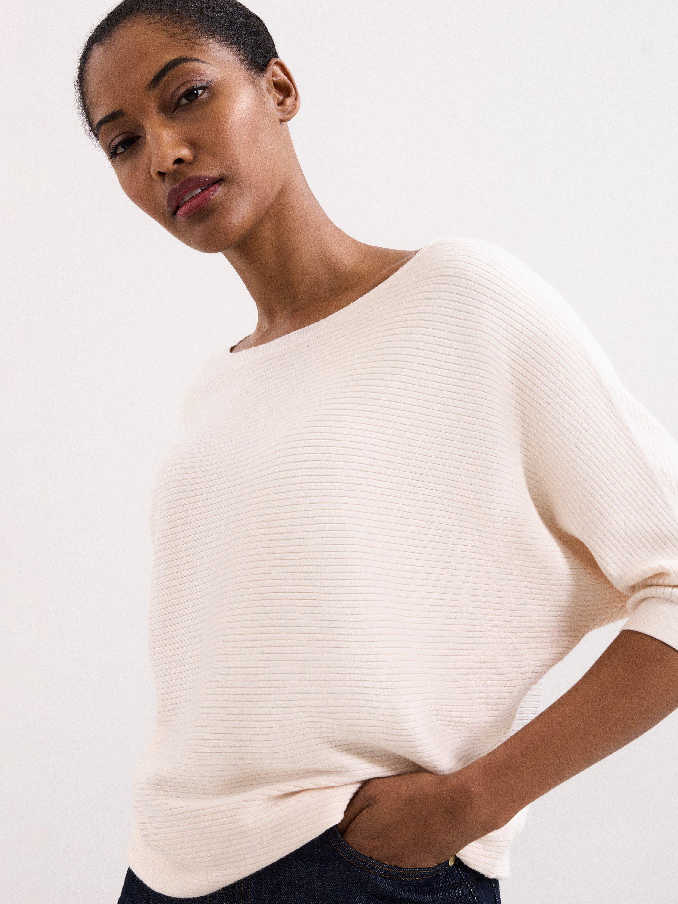Product image 4 of 9, which shows Phase Eight Giana Ribbed Jumper, Natural, L