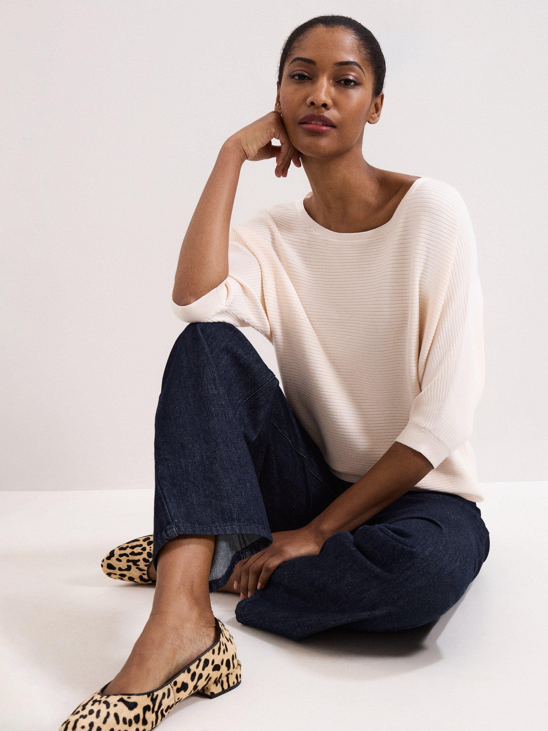 Product image 9 of 9, which shows Phase Eight Giana Ribbed Jumper, Natural, L