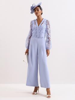 Phase Eight Petite Winona Lace Top Jumpsuit, Pale Blue, Pale Blue