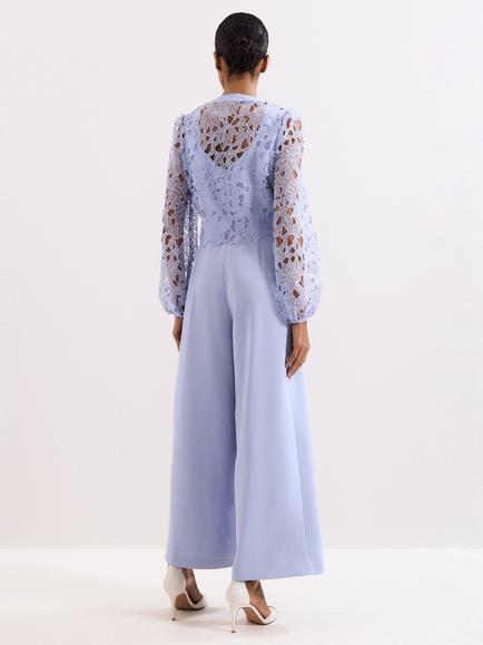 Phase Eight Petite Winona Lace Top Jumpsuit, Pale Blue - view 2, Pale Blue