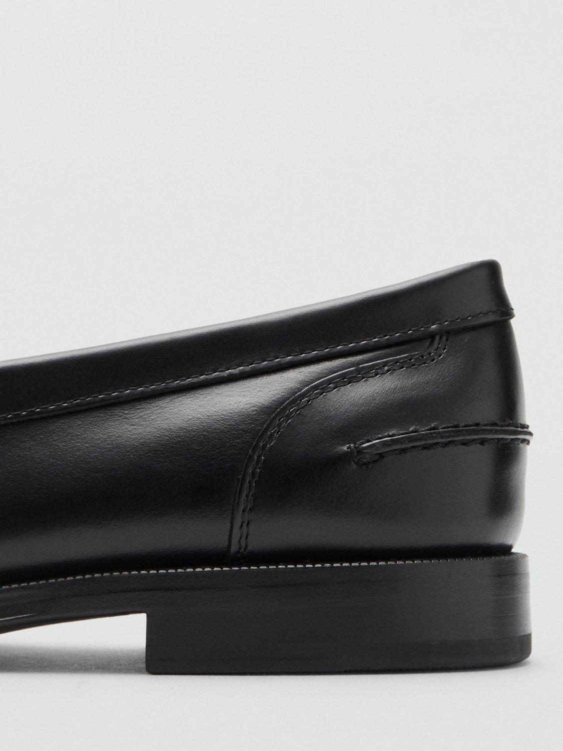Product image 3 of 5, which shows Mango Classic Leather Loafers, Black, 10